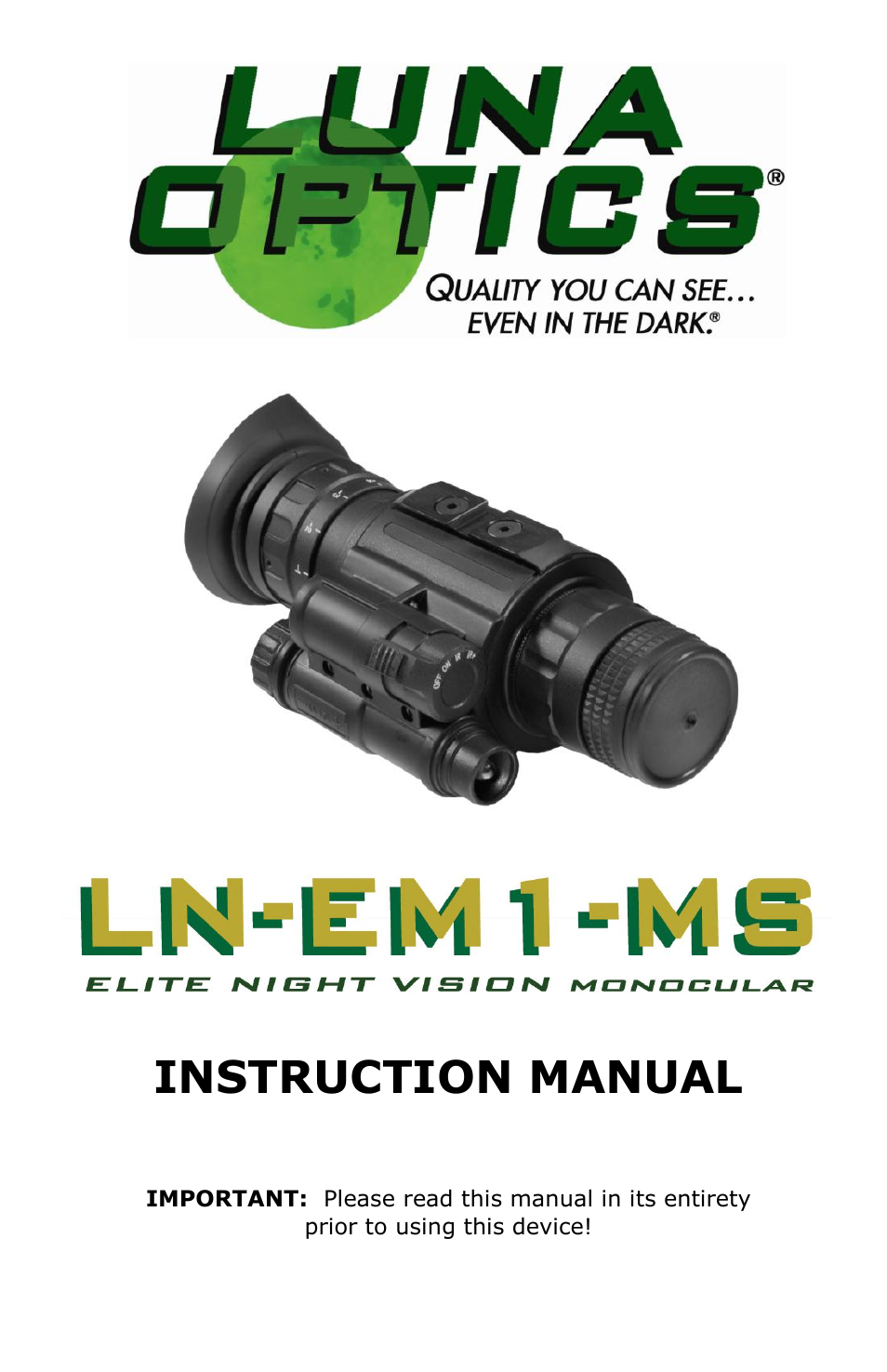 Luna Optics LN-EM1-MS User Manual | 8 pages