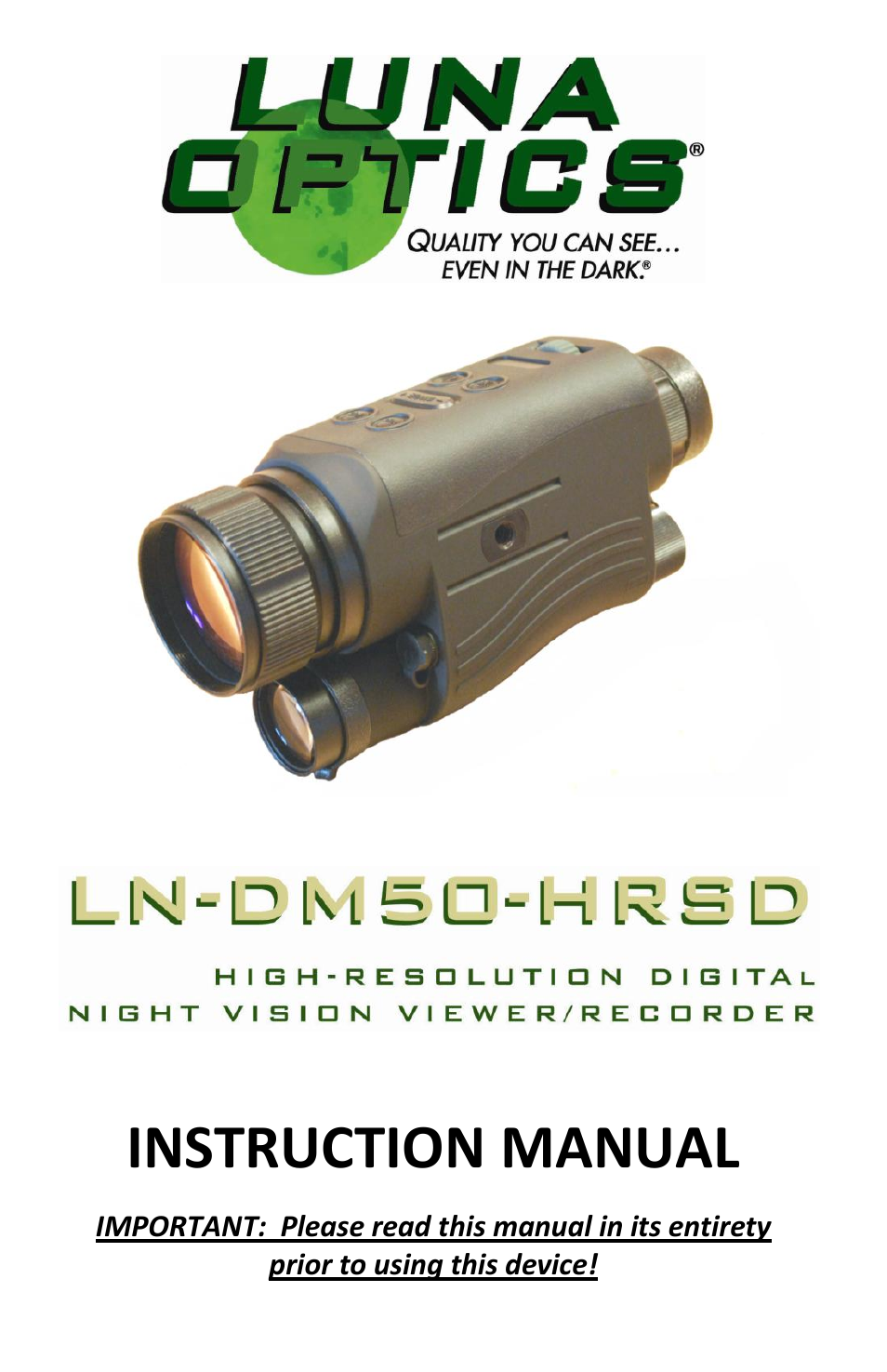 Luna Optics LN-DM50-HRSD User Manual | 8 pages