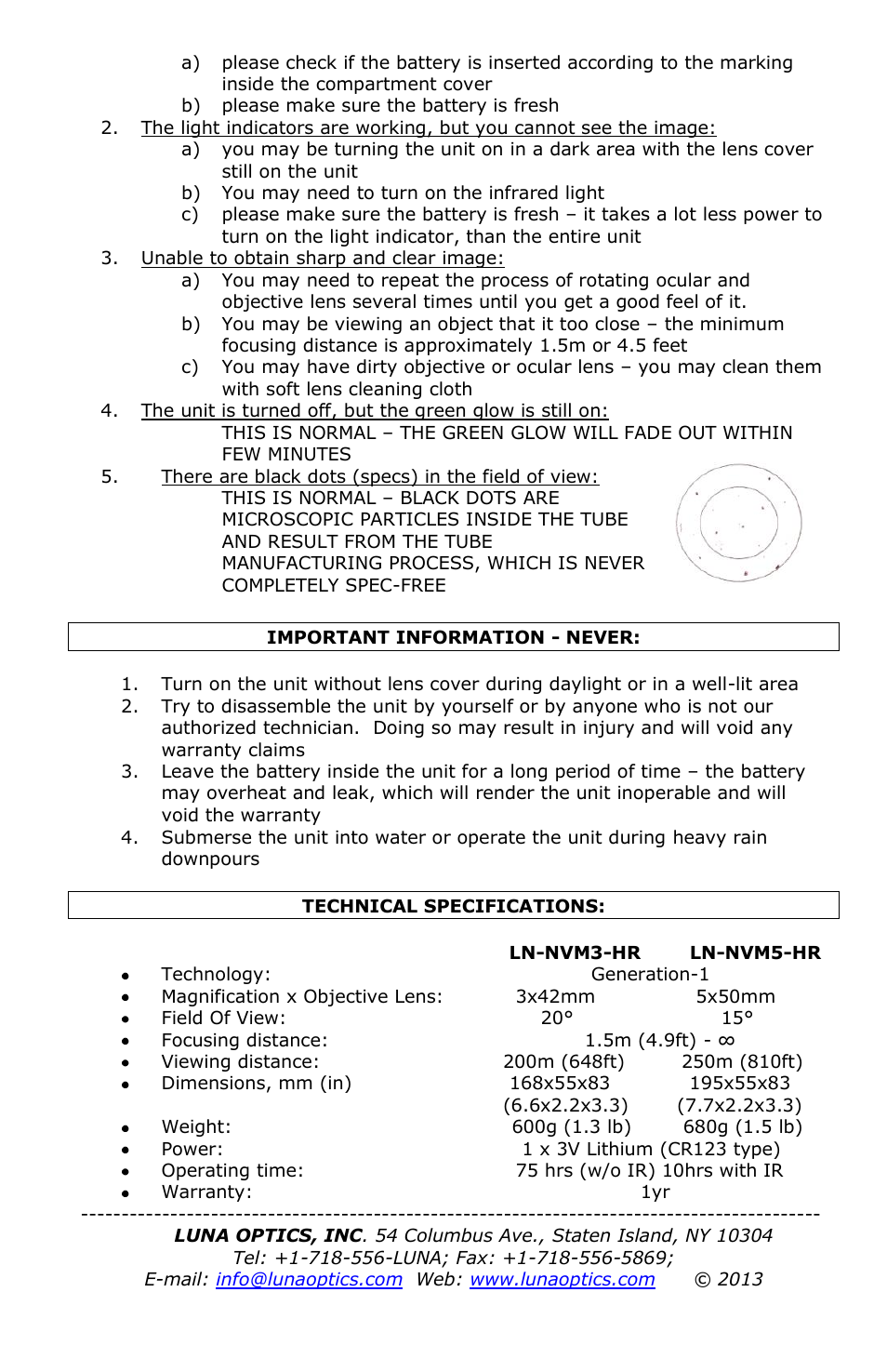 Luna Optics LN-NVM5-HR User Manual | Page 4 / 4