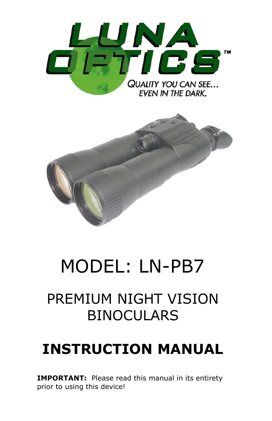 Luna Optics LN-PB7 User Manual | 8 pages