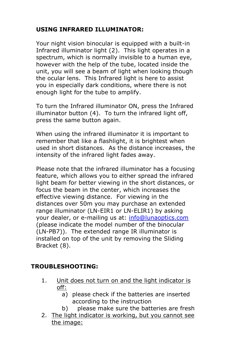 Luna Optics LN-PB7 User Manual | Page 6 / 8