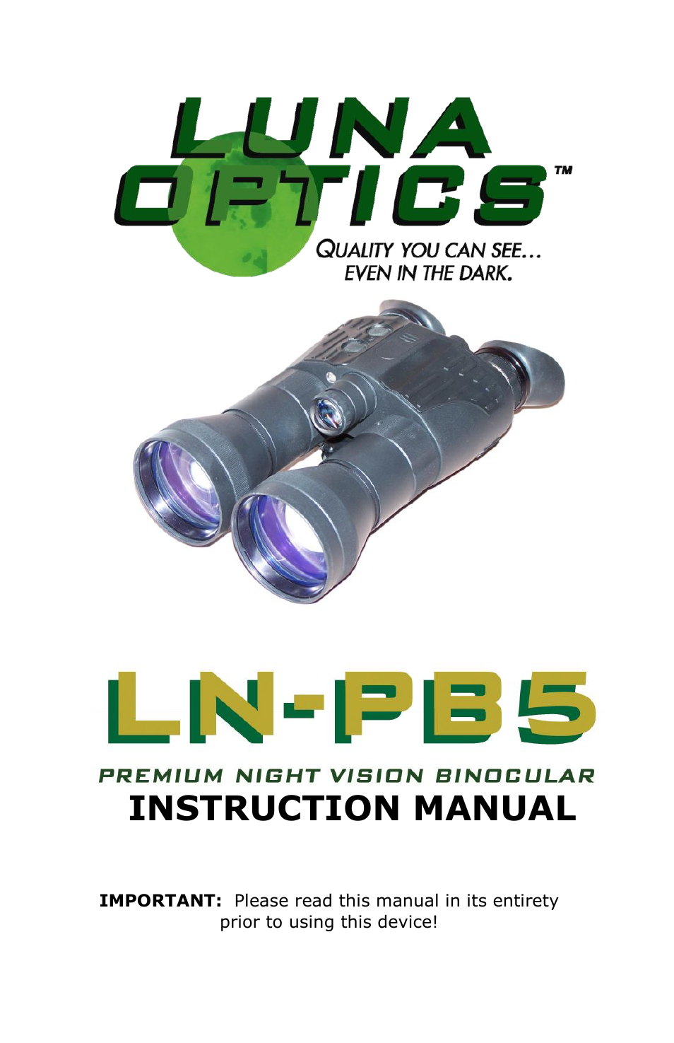 Luna Optics LN-PB5 User Manual | 8 pages