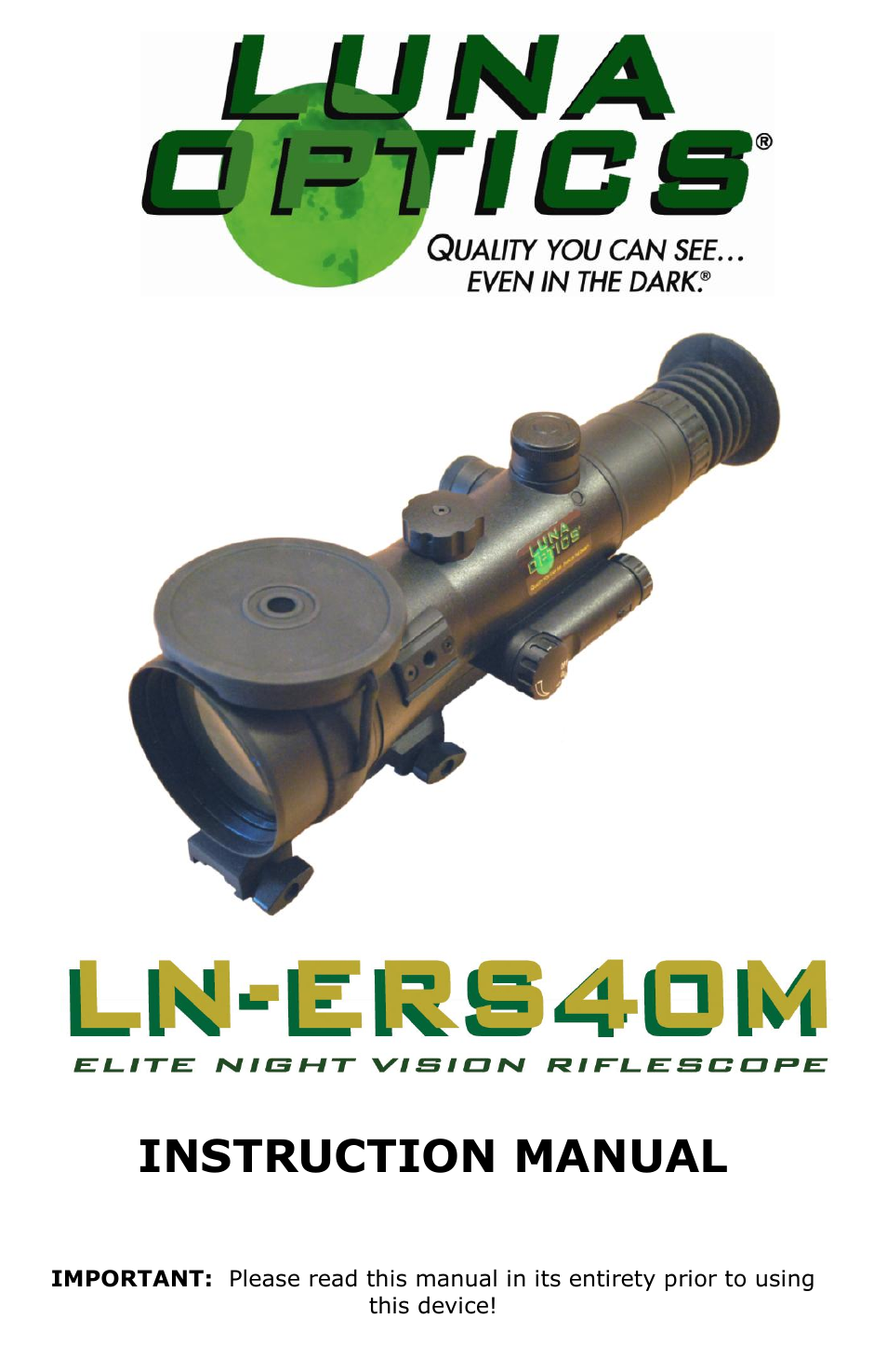 Luna Optics LN-ERS40M User Manual | 8 pages