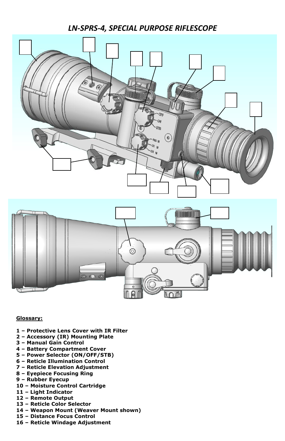 Ln-sprs-4, special purpose riflescope | Luna Optics LN-SPRS-4 User Manual | Page 3 / 8
