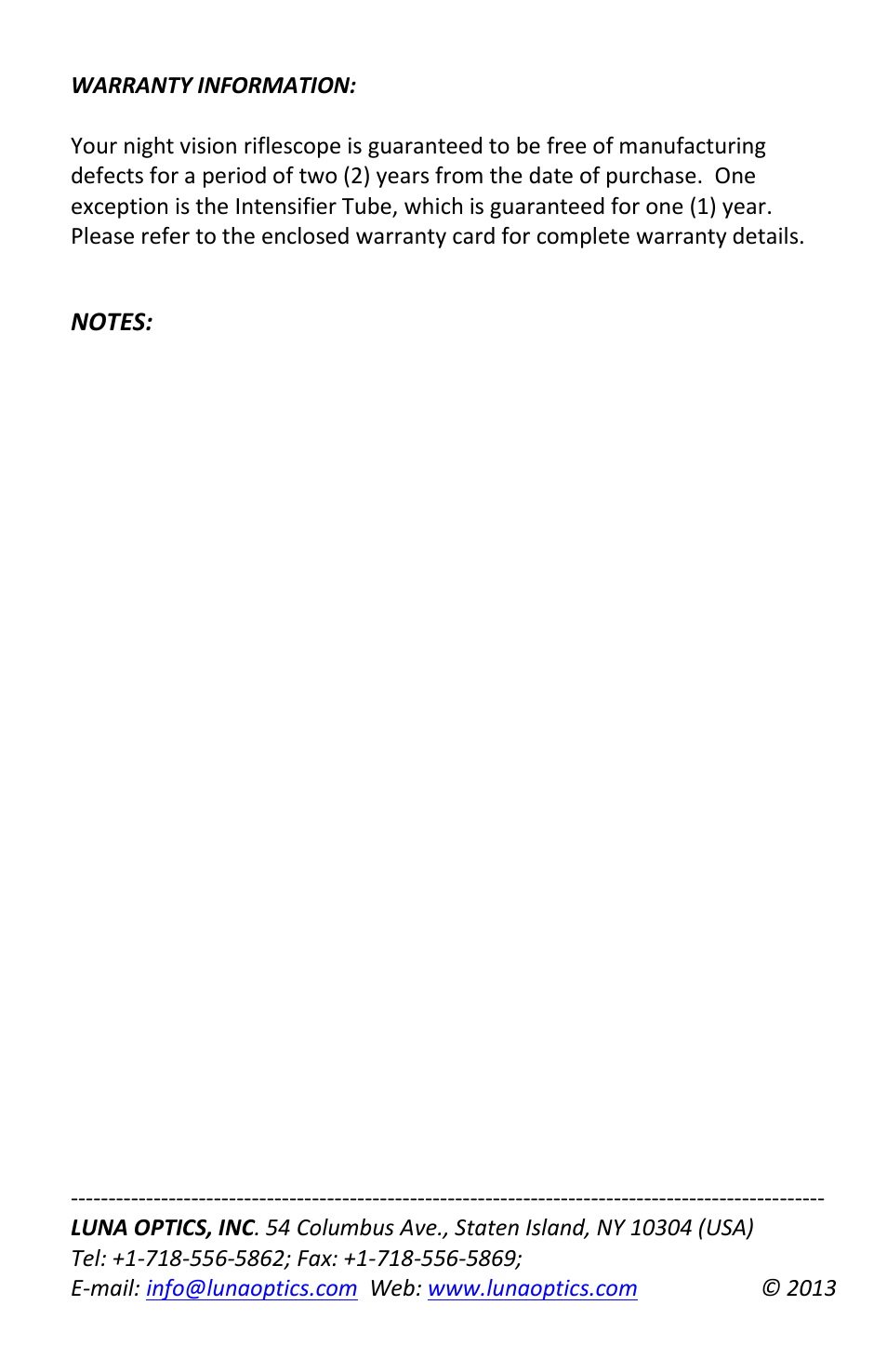 Luna Optics LN-SPRS-4 User Manual | Page 8 / 8