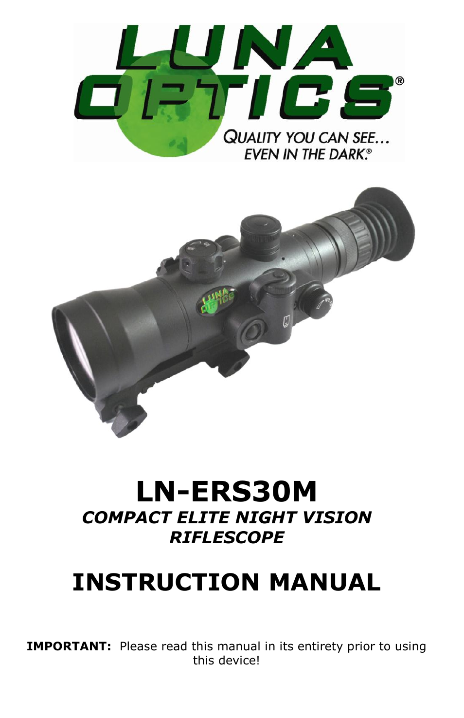 Luna Optics LN-ERS30M User Manual | 8 pages