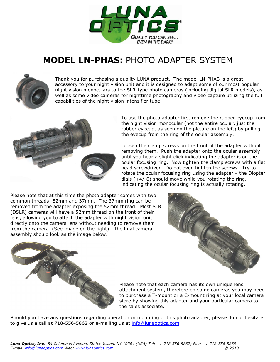 Luna Optics LN-PHAS User Manual | 1 page