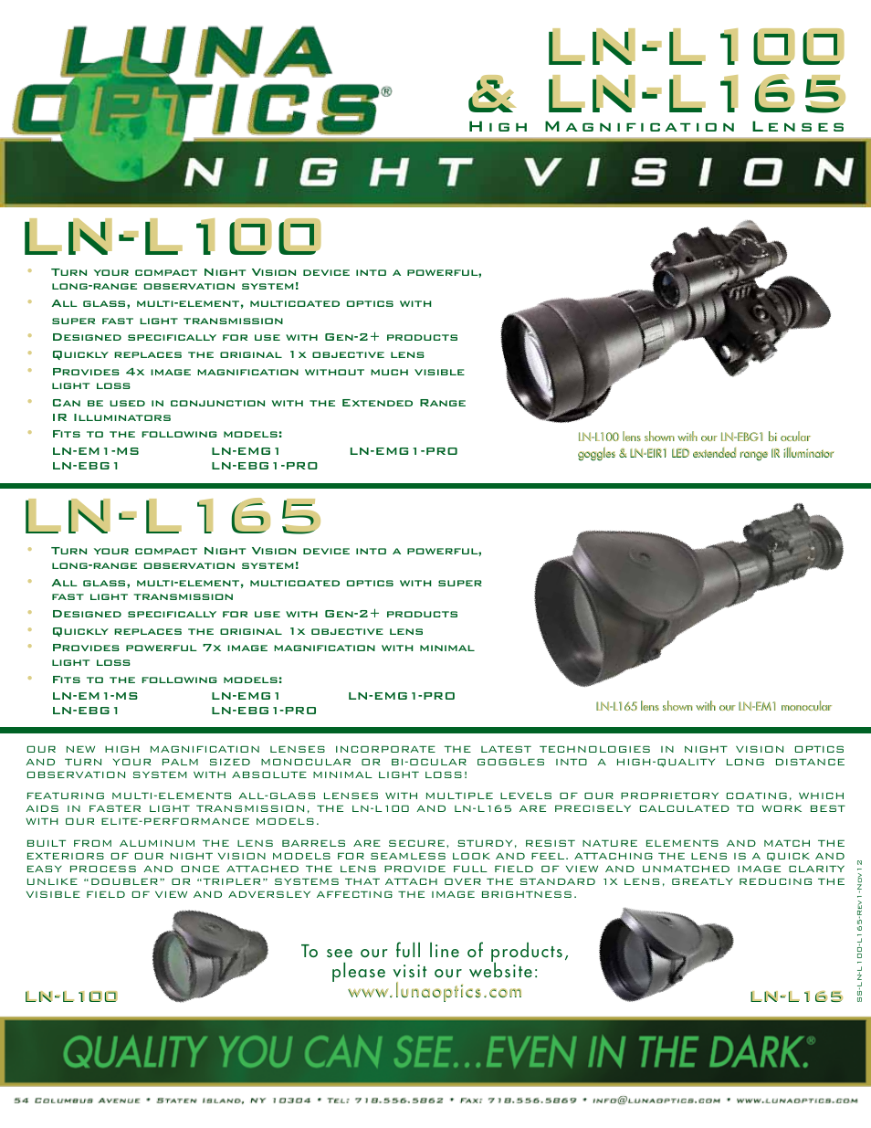 Luna Optics LN-L165 User Manual | 1 page