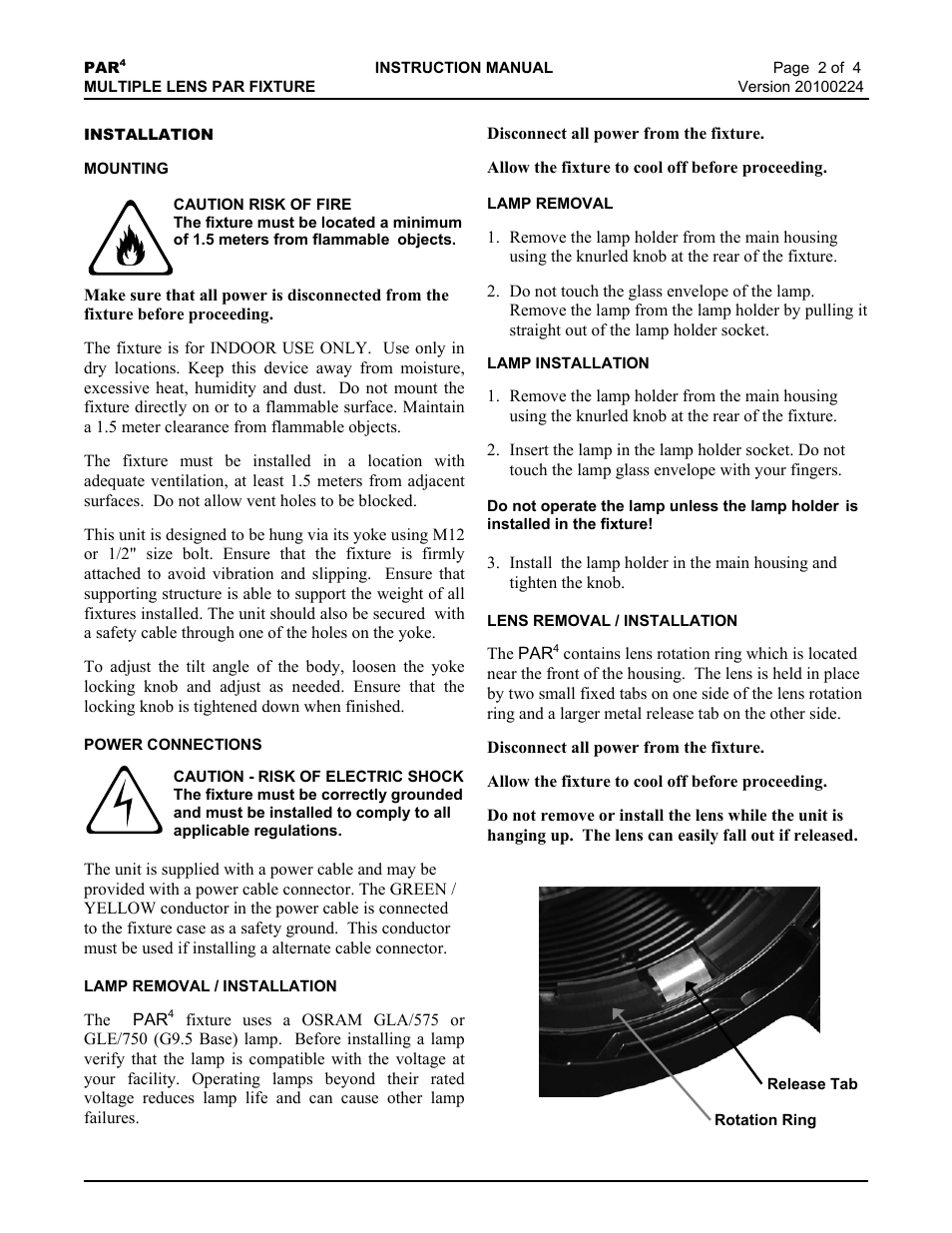 Lightronics PAR4 User Manual | Page 2 / 4
