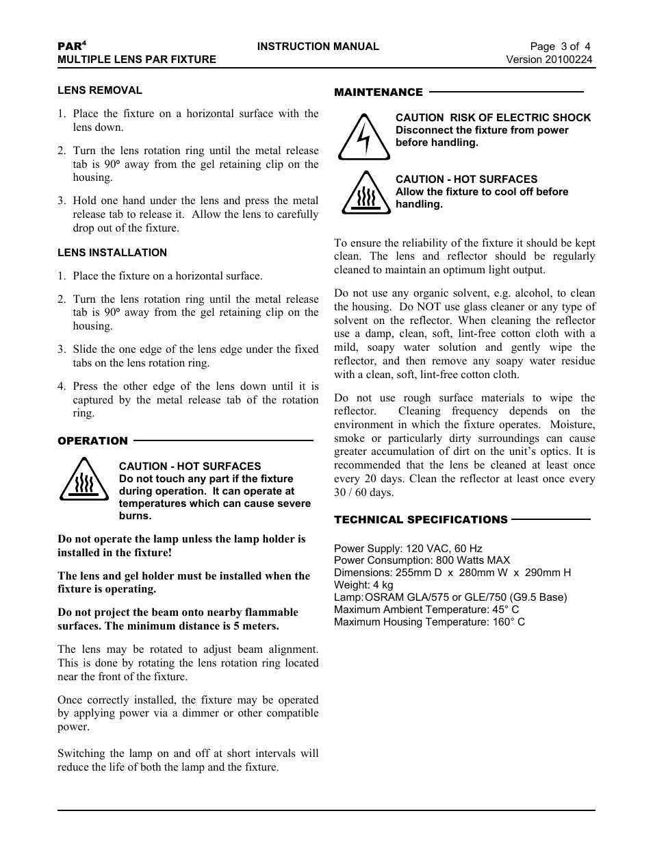 Lightronics PAR4 User Manual | Page 3 / 4