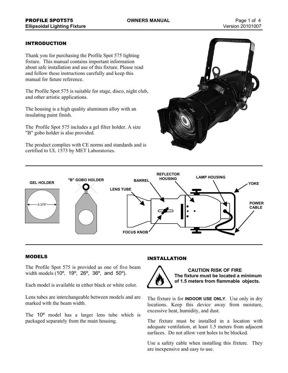 Lightronics FXELP10 (during-after May 2009) User Manual | 4 pages