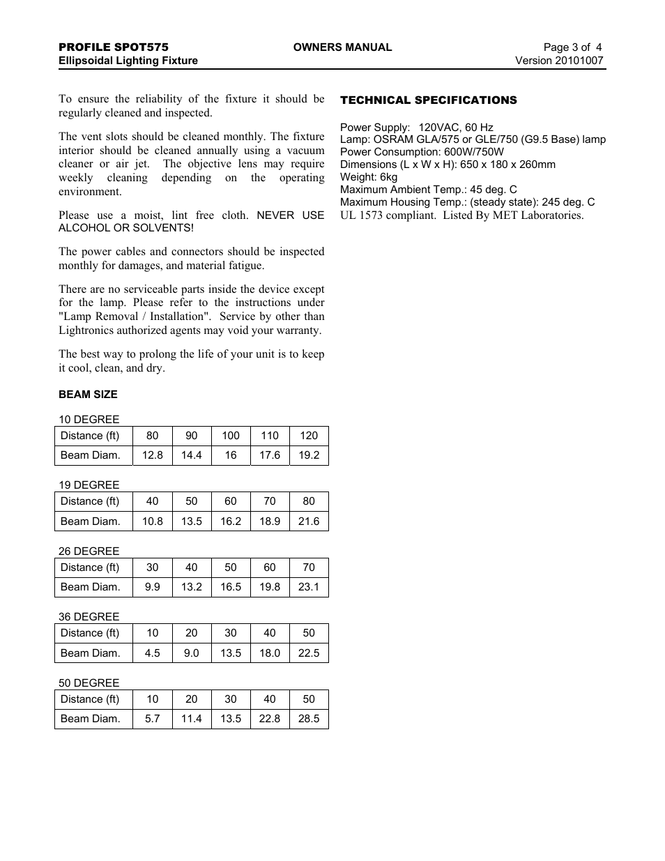 Lightronics FXELP10 (during-after May 2009) User Manual | Page 3 / 4