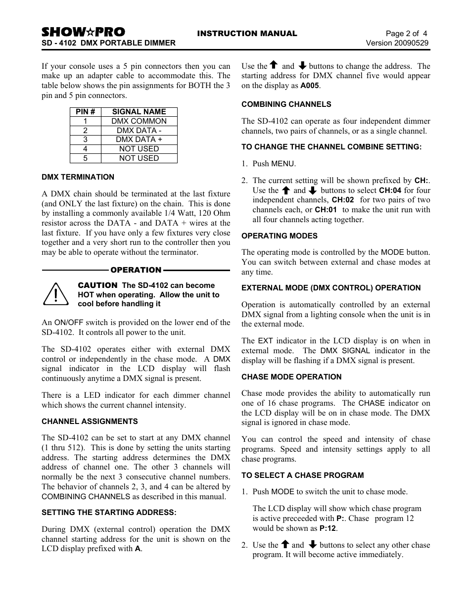Lightronics SD4102 User Manual | Page 2 / 4