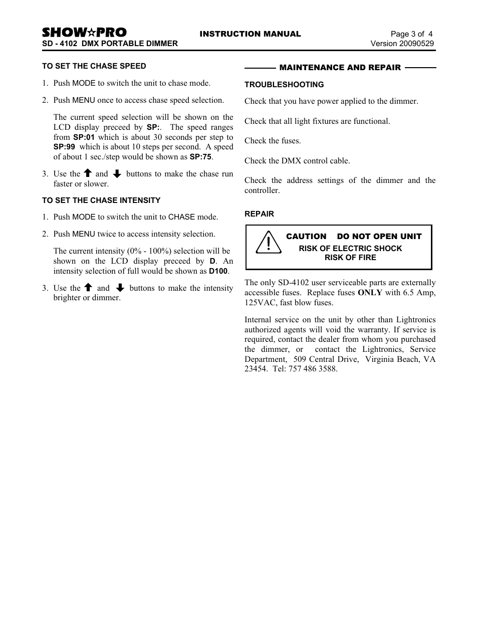 Lightronics SD4102 User Manual | Page 3 / 4