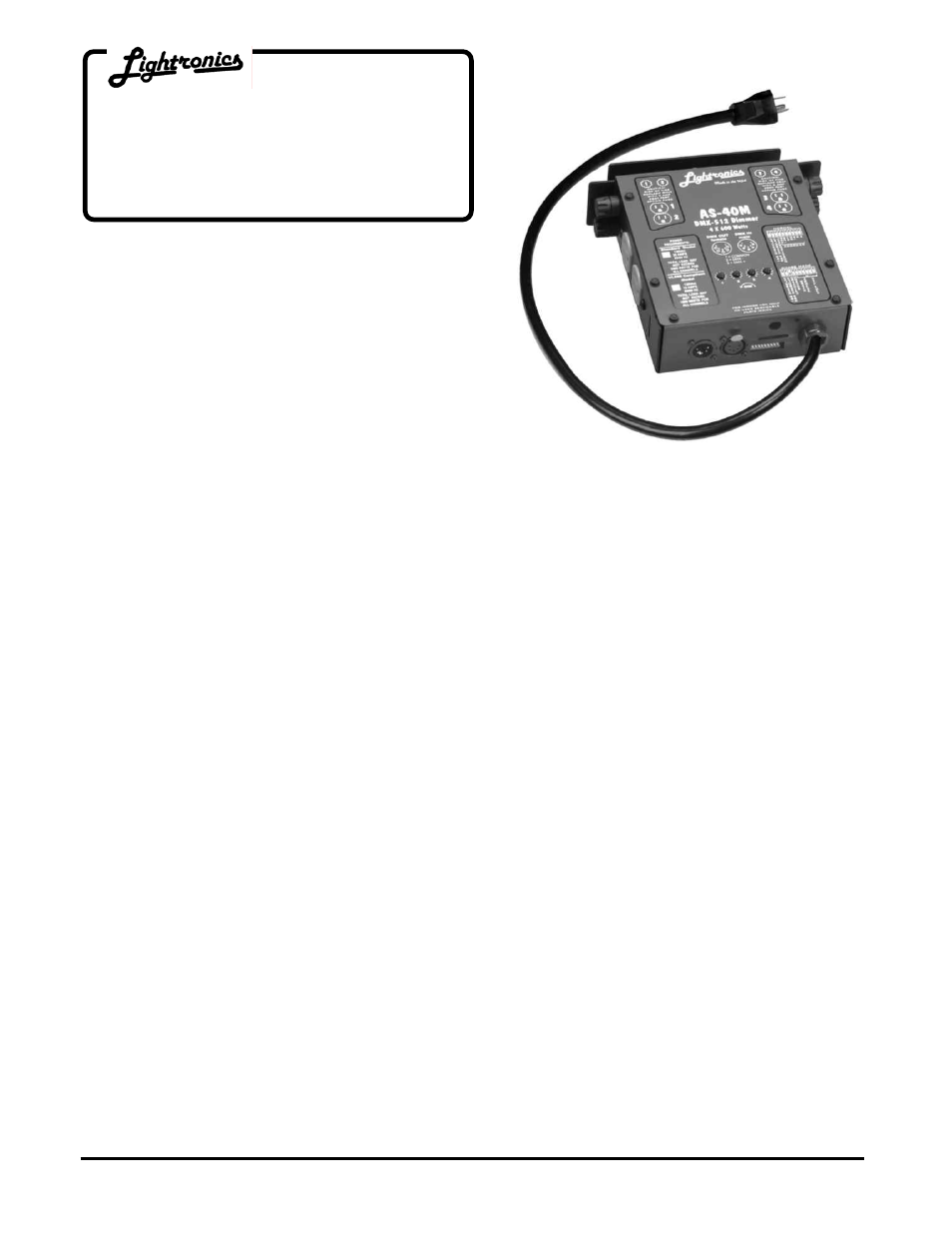 Lightronics AS40M User Manual | 6 pages