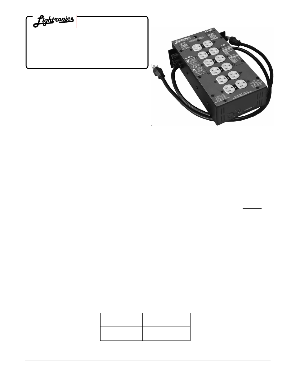 Lightronics AS62L User Manual | 6 pages