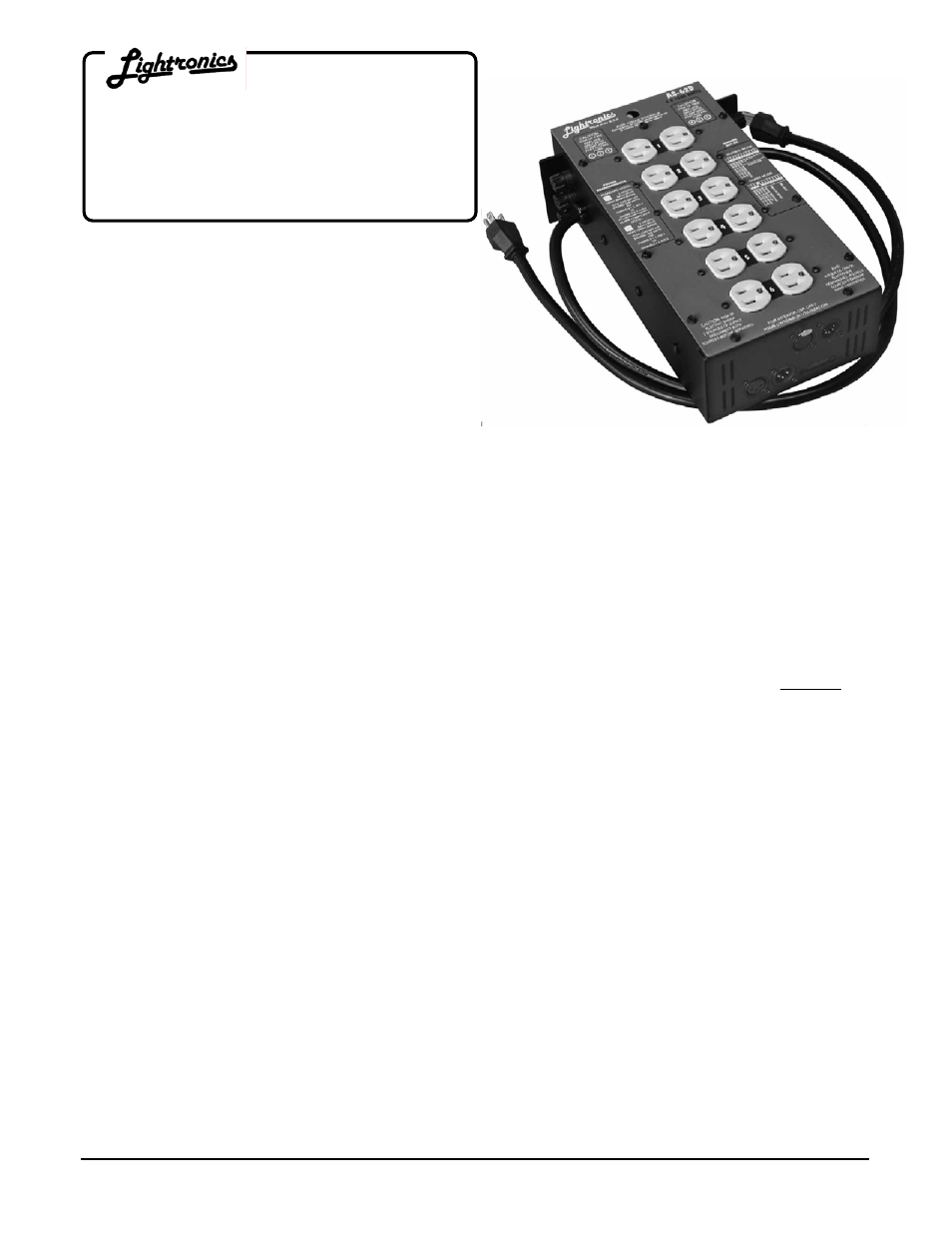 Lightronics AS62DC User Manual | 6 pages