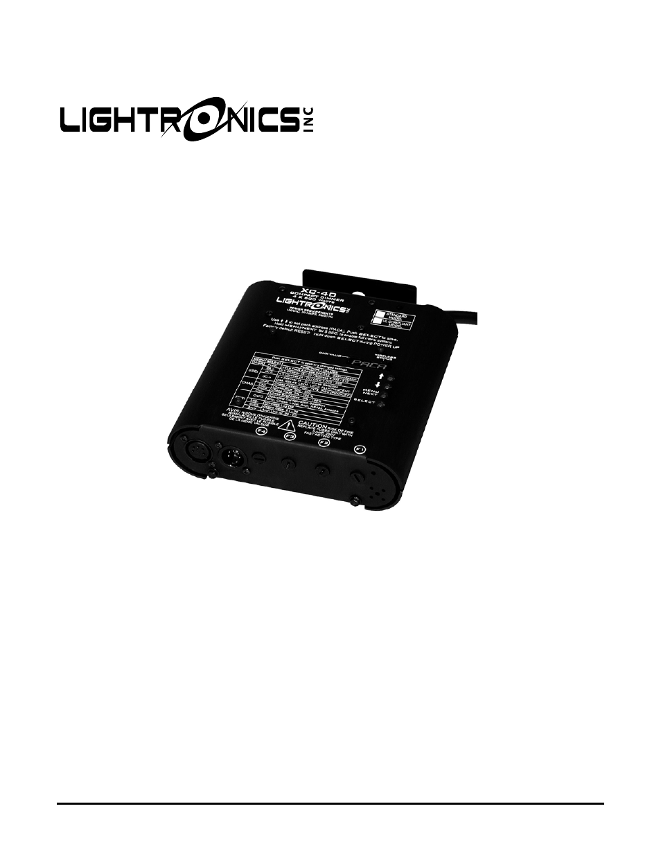 Lightronics XC40 User Manual | 16 pages