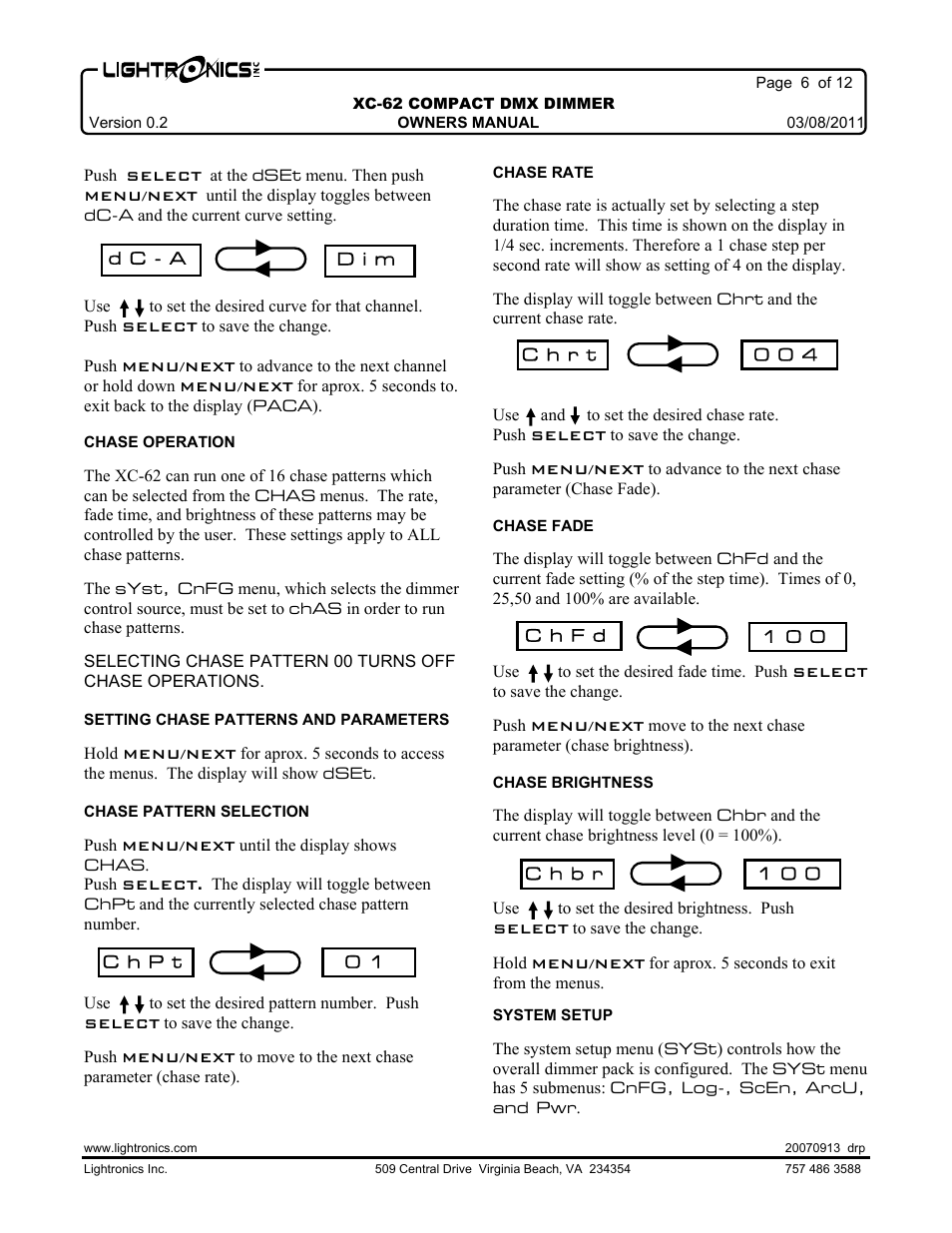 Lightronics XC62 User Manual | Page 6 / 12