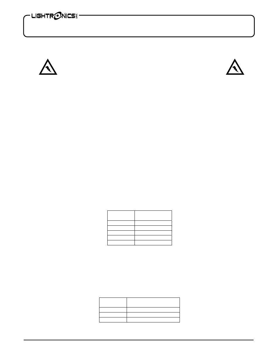 Re - 82 rack mount dimmer, Warning | Lightronics RE82D User Manual | Page 3 / 8