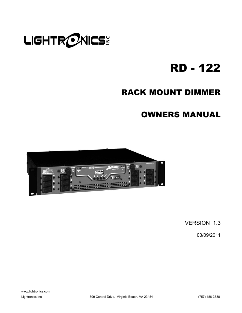 Lightronics RD122 User Manual | 14 pages