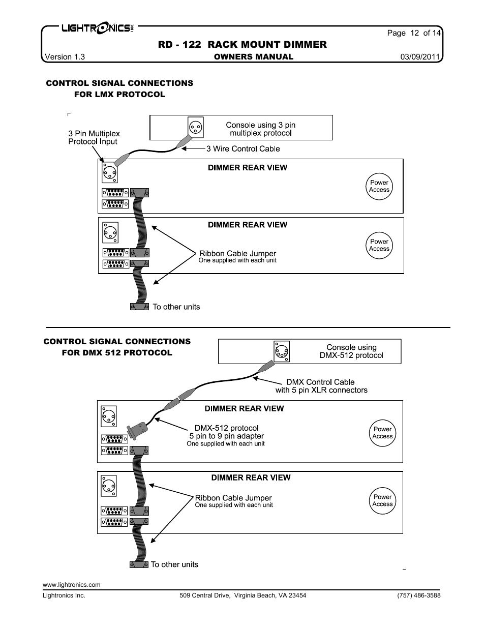 Rd - 122 rack mount dimmer | Lightronics RD122 User Manual | Page 12 / 14