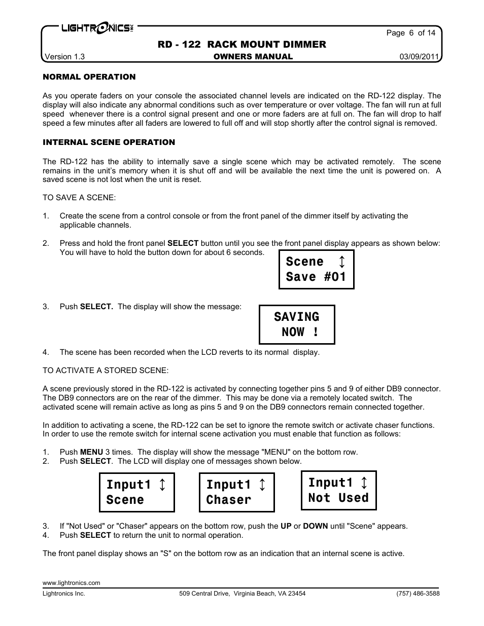 Lightronics RD122 User Manual | Page 6 / 14