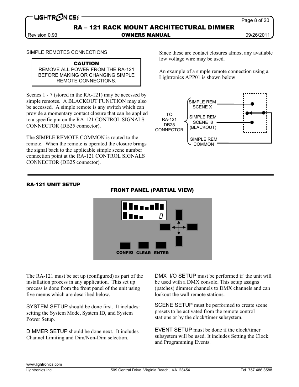 Lightronics RA121 User Manual | Page 8 / 20