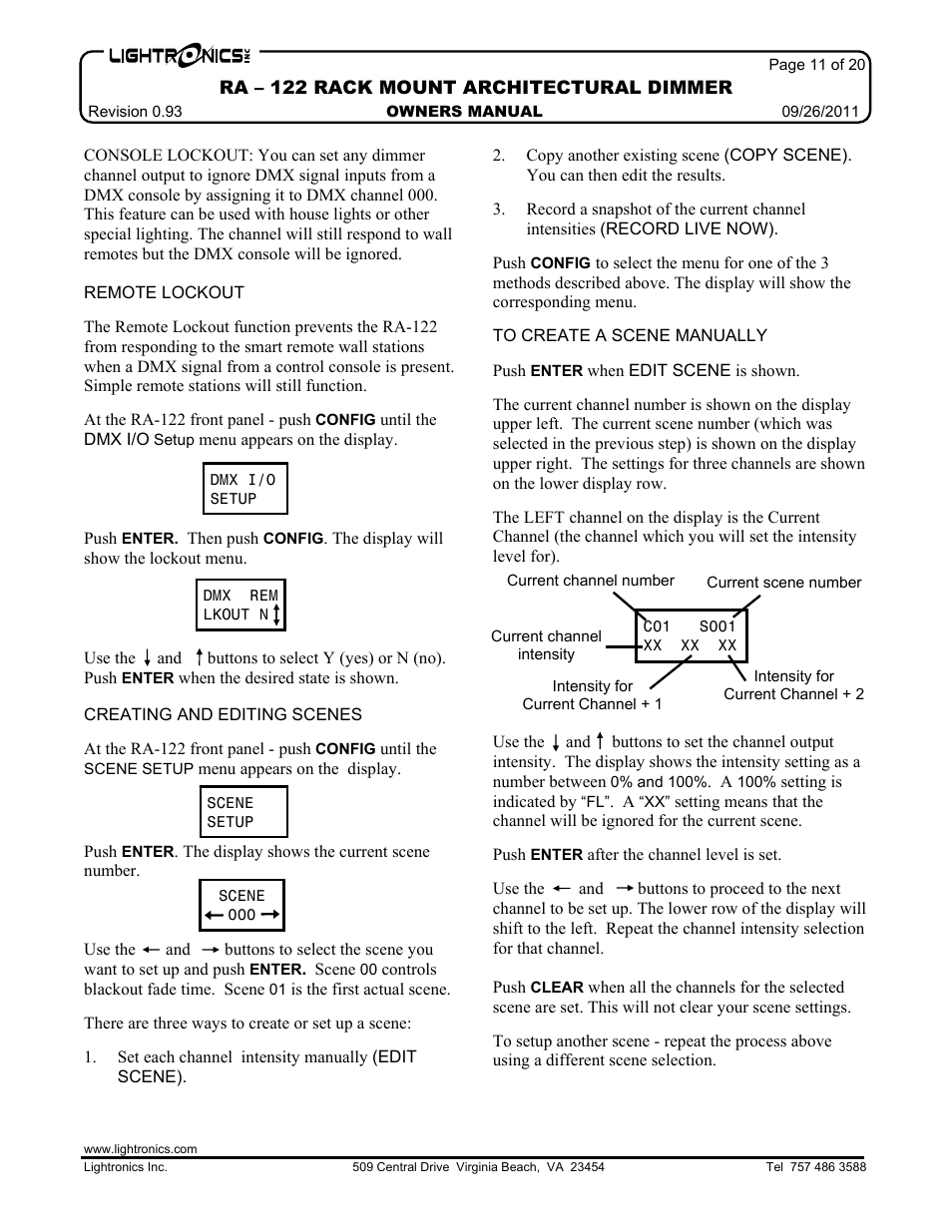 Lightronics RA122 User Manual | Page 11 / 20