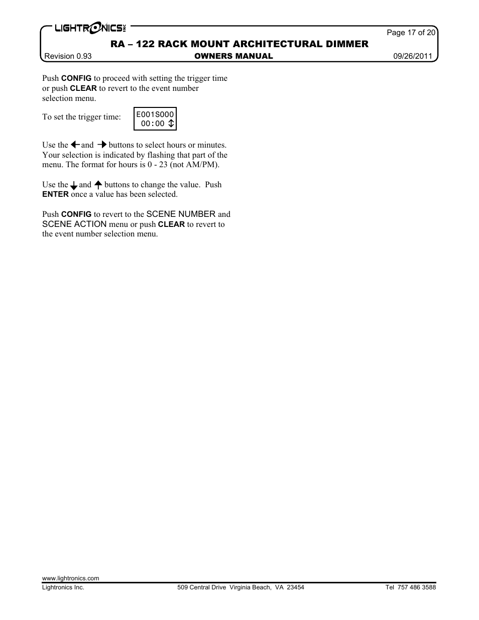 Lightronics RA122 User Manual | Page 17 / 20