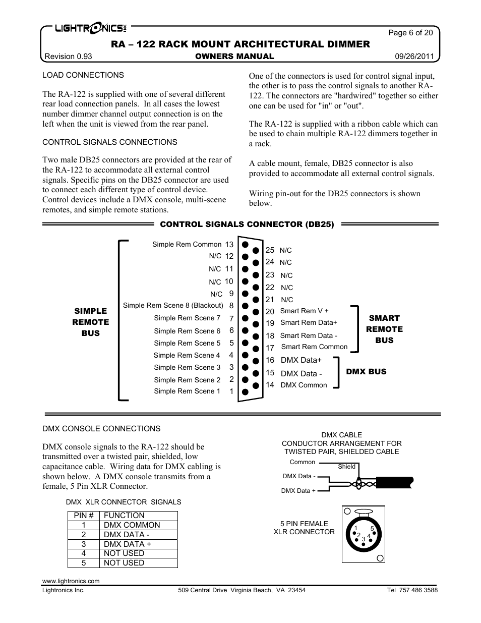 Ra – 122 rack mount architectural dimmer | Lightronics RA122 User Manual | Page 6 / 20