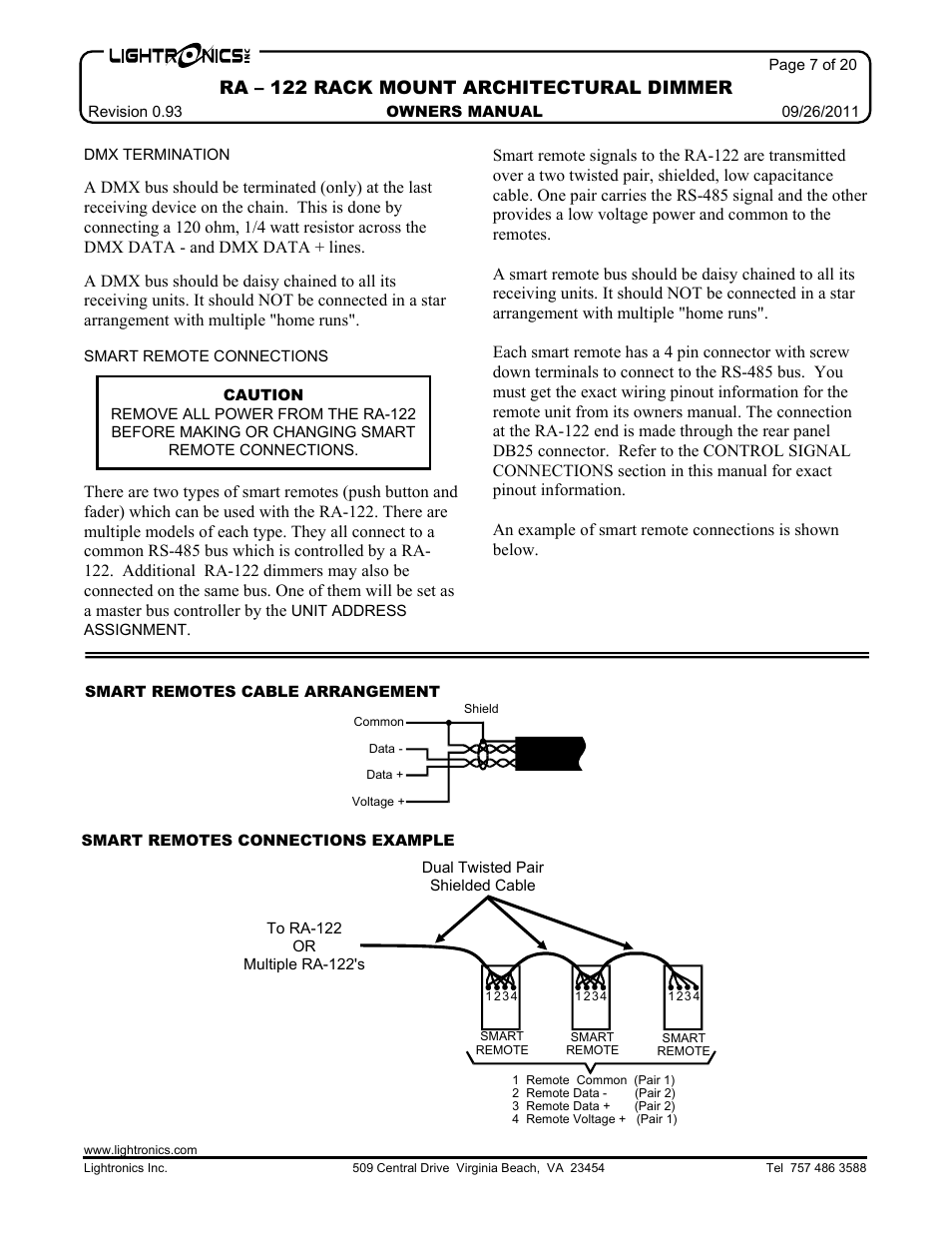 Ra – 122 rack mount architectural dimmer | Lightronics RA122 User Manual | Page 7 / 20