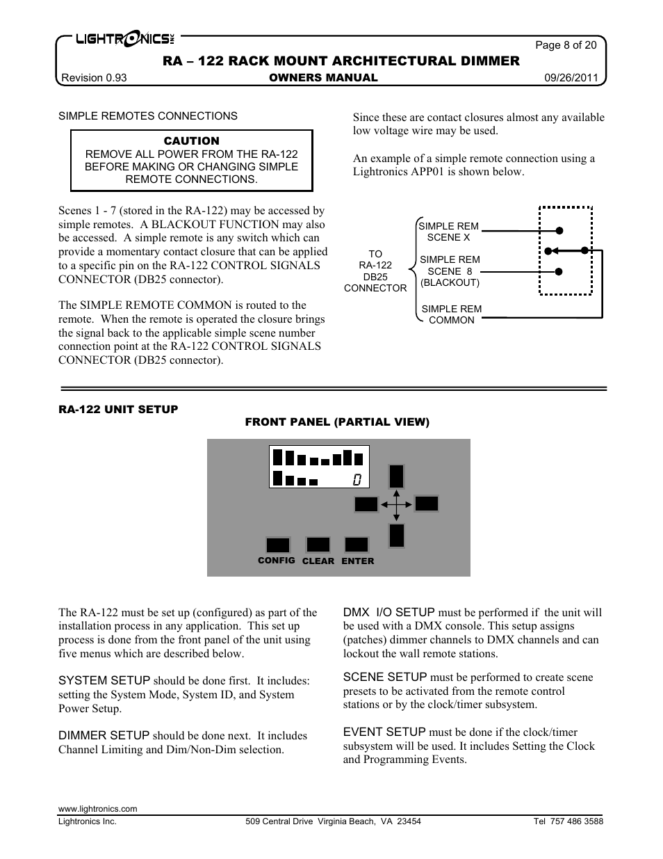Lightronics RA122 User Manual | Page 8 / 20
