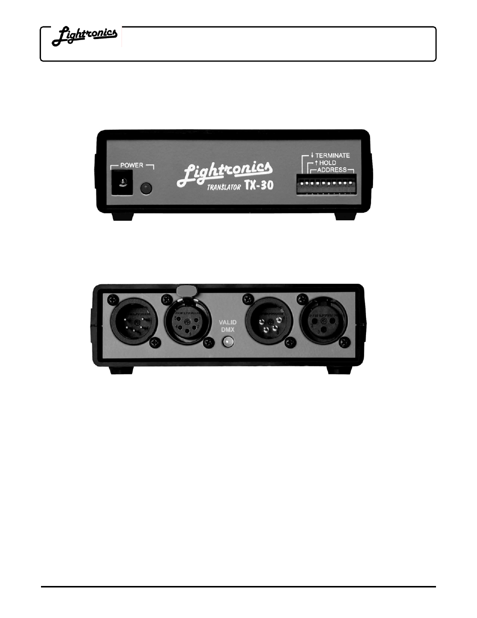 Lightronics TX30 User Manual | 6 pages