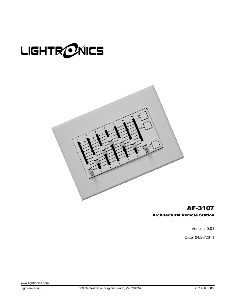 Lightronics AF3107 User Manual | 4 pages