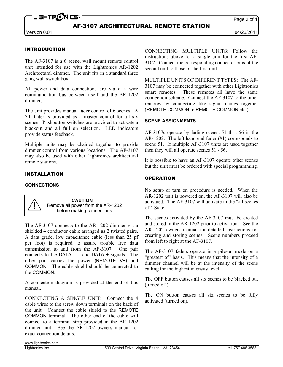 Lightronics AF3107 User Manual | Page 2 / 4