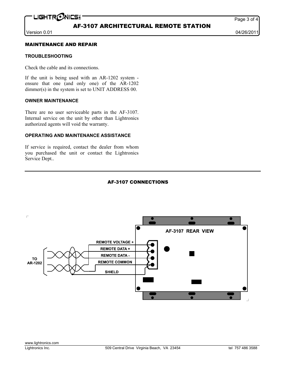 Lightronics AF3107 User Manual | Page 3 / 4