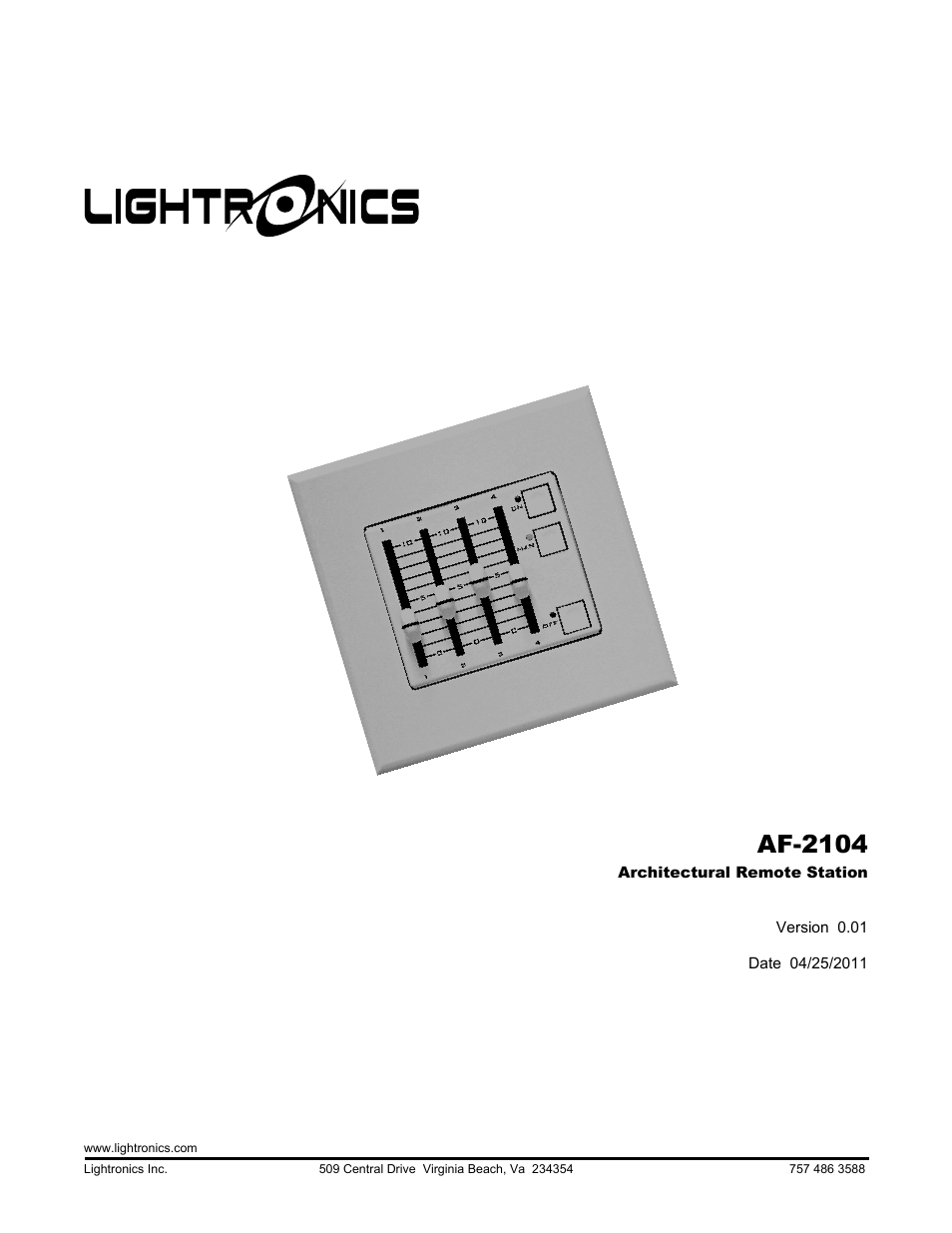 Lightronics AF2104 User Manual | 4 pages