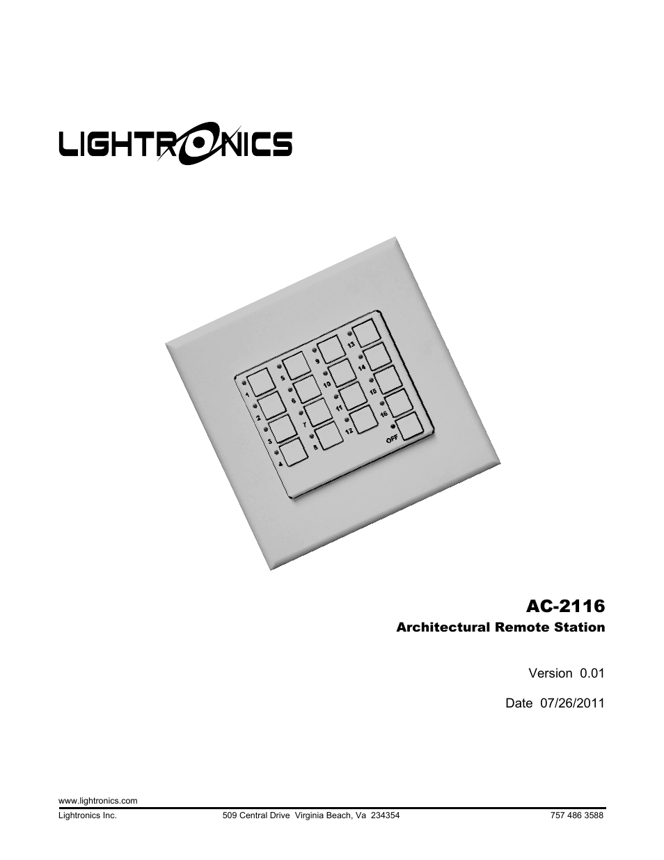 Lightronics AC2116 User Manual | 4 pages