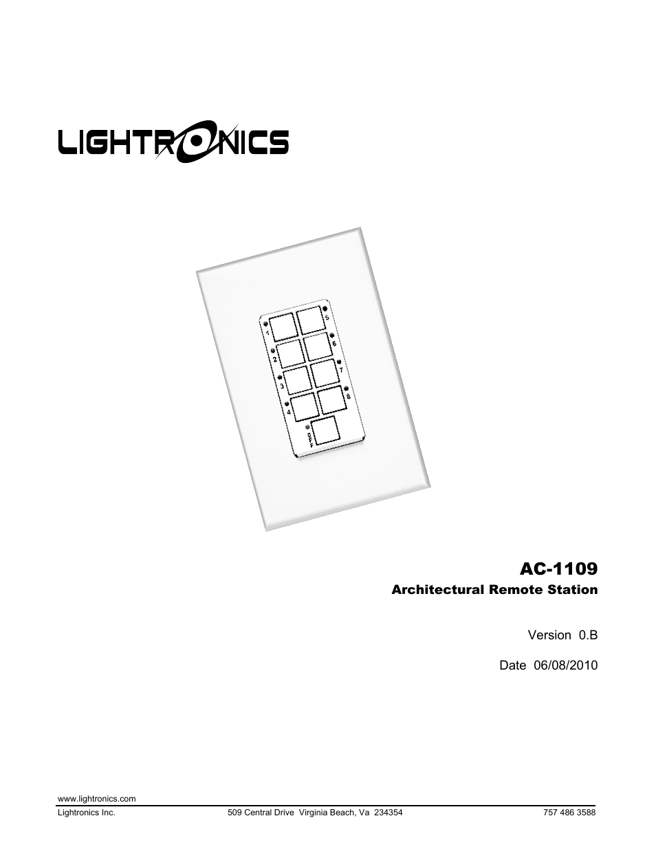 Lightronics AC1109 User Manual | 4 pages