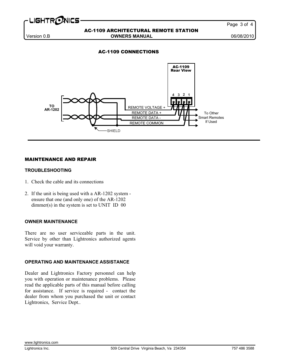 Lightronics AC1109 User Manual | Page 3 / 4
