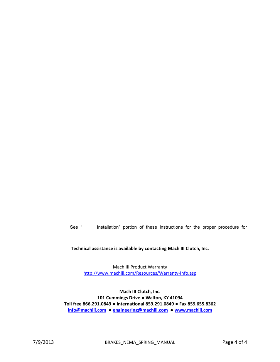 Mach III Clutch D5C3R-21H , D5C3R-21HCA & D5C3R-21HSS User Manual | Page 4 / 4