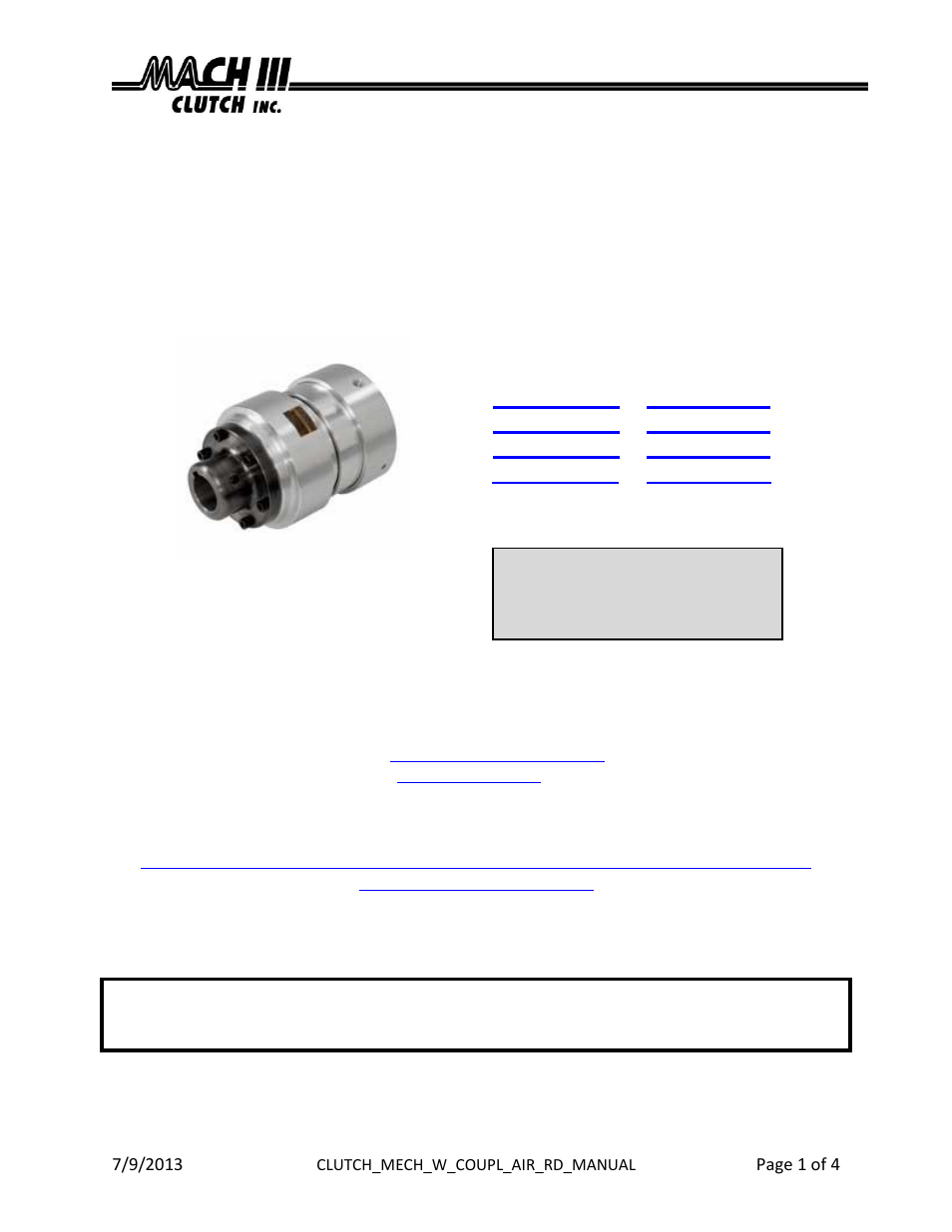 Mach III Clutch M6G2G-STH & M6G2G-STL User Manual | 4 pages