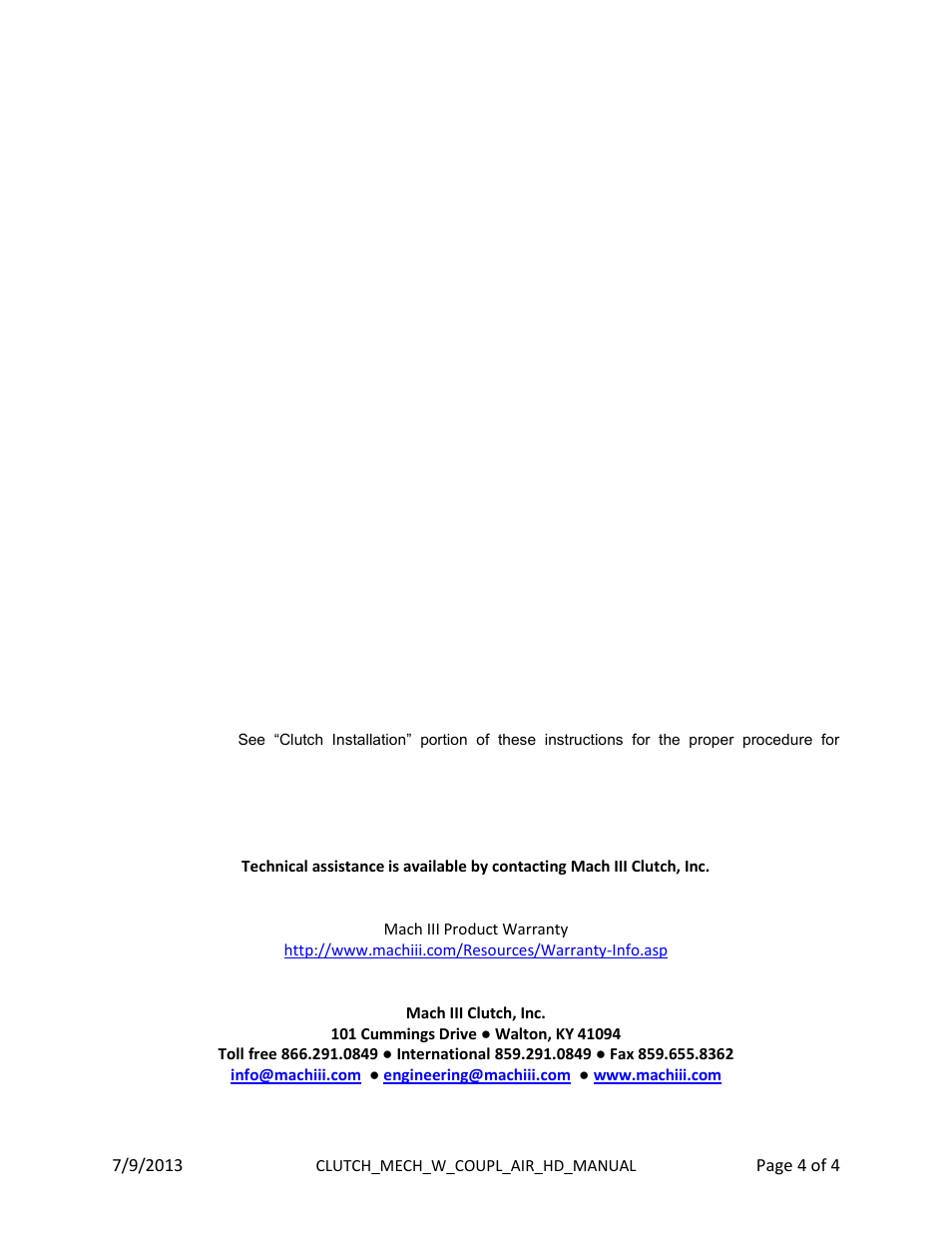 Mach III Clutch MBG2K-STH User Manual | Page 4 / 4