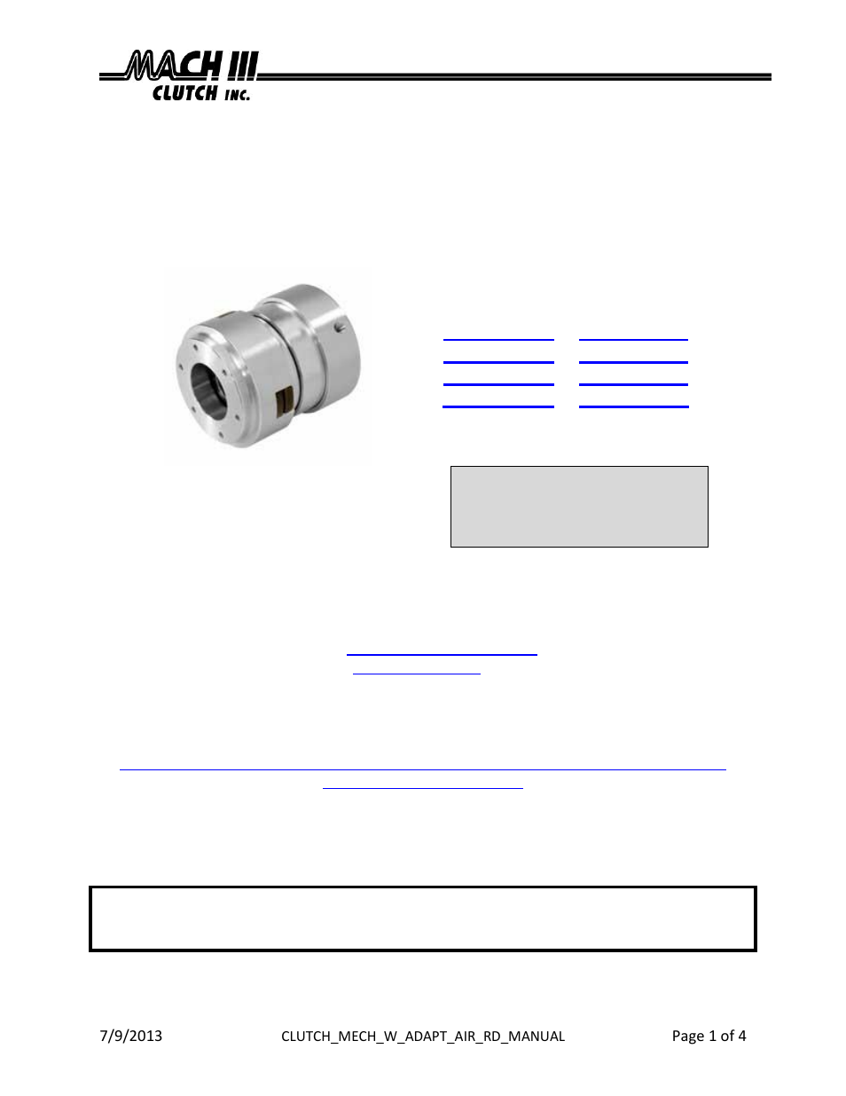 Mach III Clutch M6R2G-STH & M6R2G-STL User Manual | 4 pages