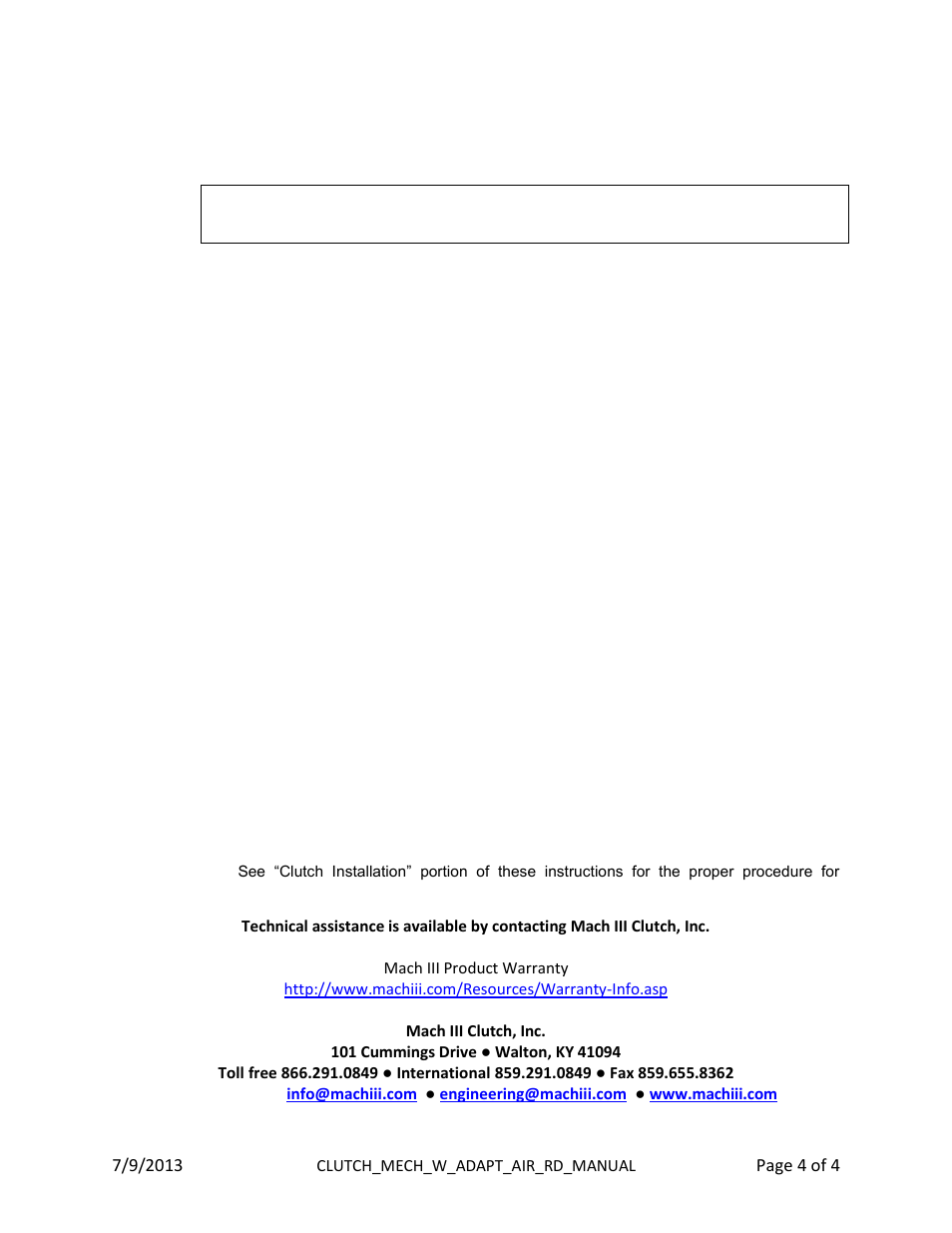 Mach III Clutch M6R2G-STH & M6R2G-STL User Manual | Page 4 / 4