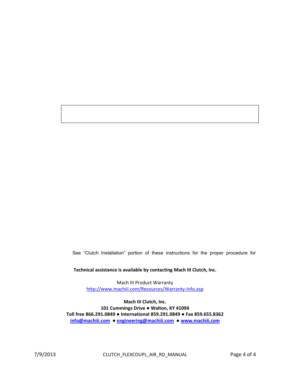 Mach III Clutch C6H2G-STH & C6H2G-STL User Manual | Page 4 / 4