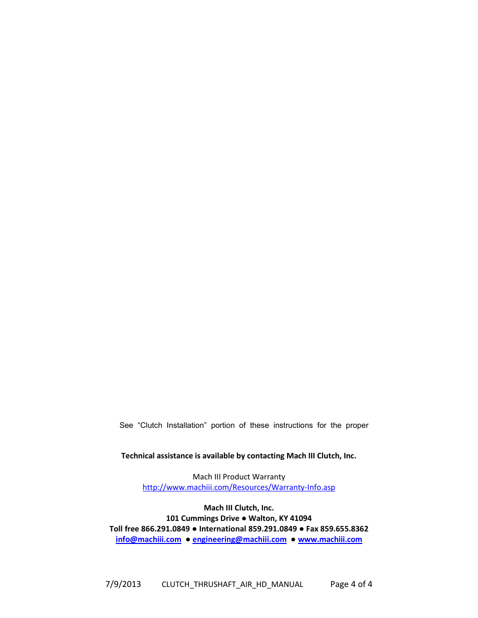Mach III Clutch CBA2K-STH User Manual | Page 4 / 4