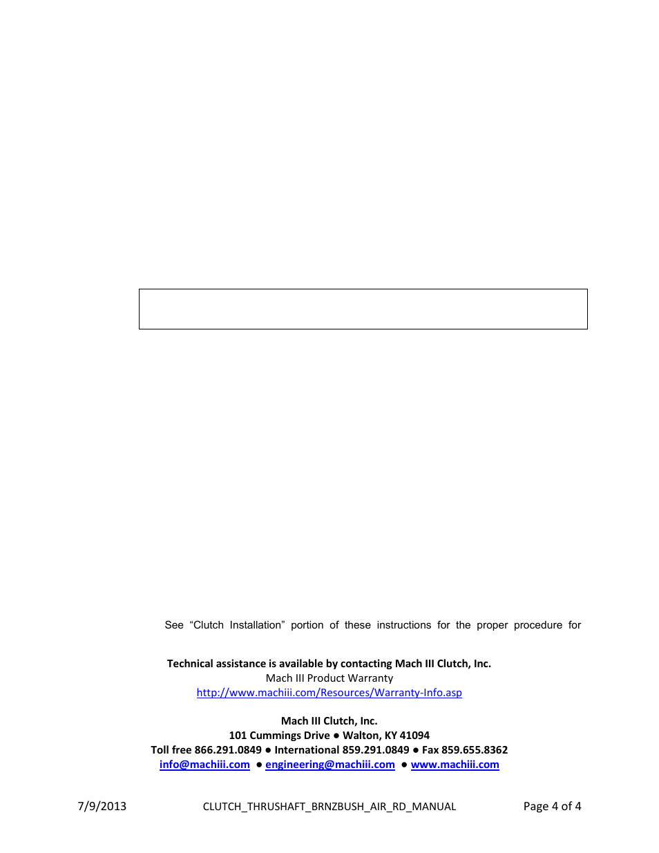 Mach III Clutch C6B2G-STH & C6B2G-STL User Manual | Page 4 / 4