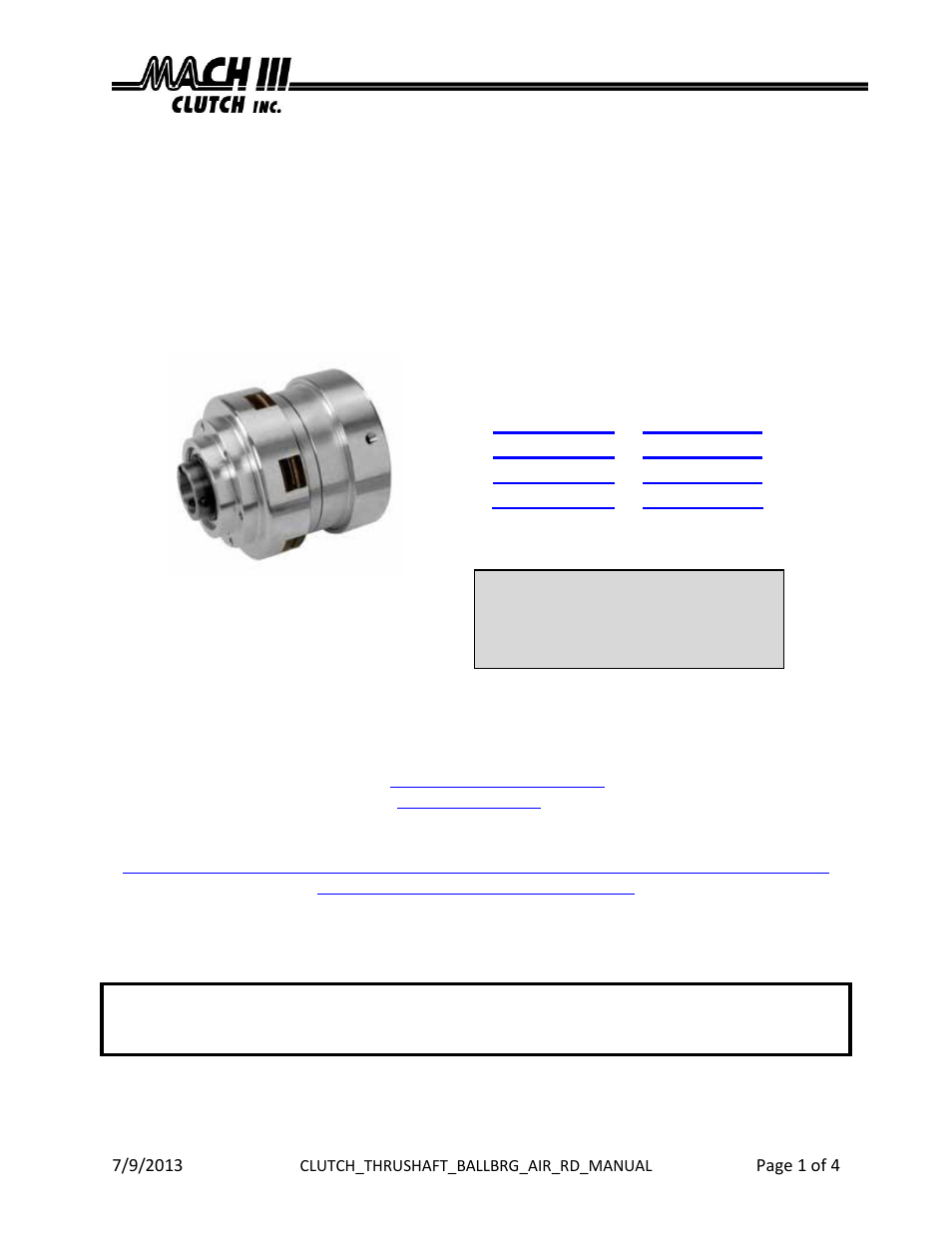 Mach III Clutch C6A2G-STH & C6A2G-STL User Manual | 4 pages